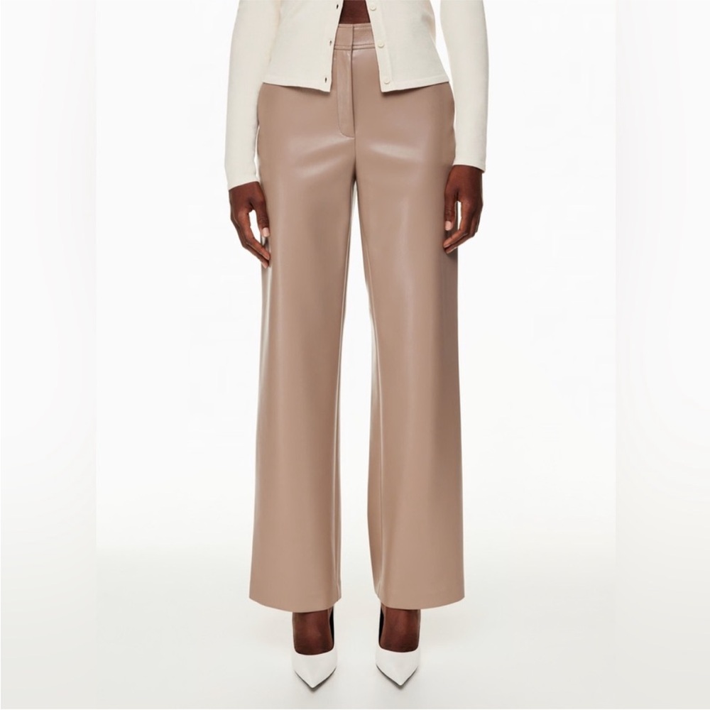 Babaton Aritzia Women’s Faux Leather Command Straight Leg Pants In Camel